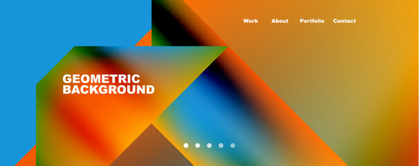 Trendy minimal geometric composition abstract background. Triangle fluid bright colors backdrop. Vector Illustration For Wallpaper, Banner, Background, Card, Book Illustration, landing page