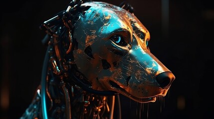 Portrait of a futuristic robot dog. Generative AI