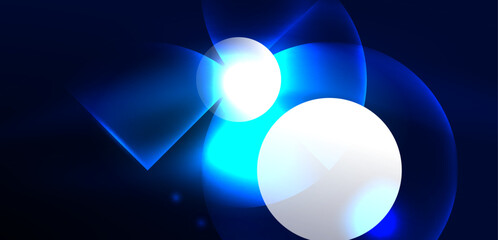 Abstract background blue shiny glowing neon color round elements and circles. Techno futuristic vector Illustration For Wallpaper, Banner, Background, Card, Book Illustration, landing page