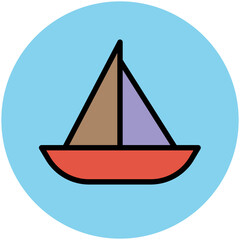 Water transport, flat icon of boat 