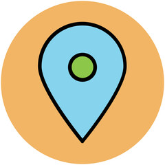 Easy to use flat rounded icon of location pin, concept of navigate the location 