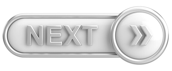 Next button. Continue button. 3D illustration.