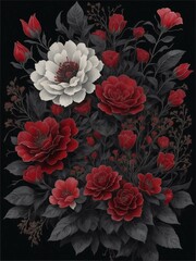 Black and Red Mystery Flowers 009