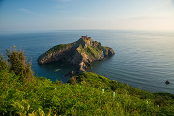 Aerial view of San Juan de Gaztelugatxe in spain