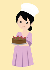 girl with cake vector or clipart
