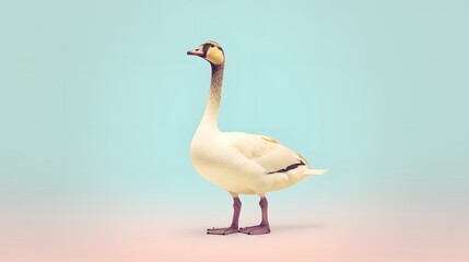 Obraz premium realistic illustration of goose on pastel background. generative ai