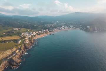 Obraz premium Aerial view of San Juan de Gaztelugatxe in spain