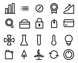 Monoline Icon Set Lineart Vector