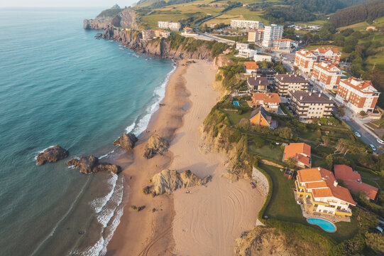 Aerial view of coast on North Spain in Bakio
