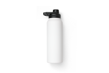 White 40oz Thermos Flask Isolation Bottle Isolated on White Background. Travel Mug in Stainless Steel with Double-Walled. Beverage Bottle to Keep Cold and Warm Drinks. Modern Kitchenware