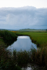 landscape with river and blue sky