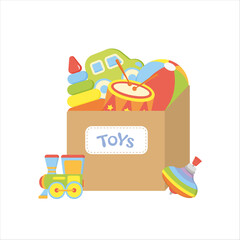 cartoon flat brown toy box for kids