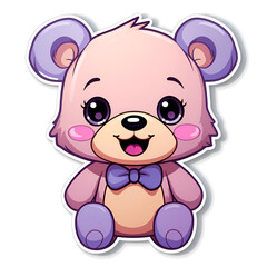 Illustration, AI generation, sticker. happy teddy bear.
