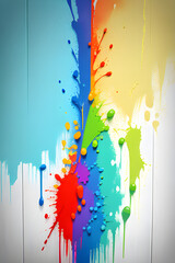 Splashing colors clashing on the wall. Generative Artificial Intelligence.