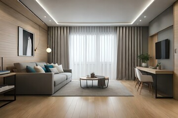 Obraz na płótnie Canvas Modern living room interior generative by Al technology