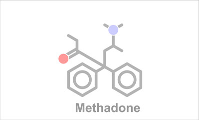 Simplified formula icon of methadone. Used for the treatment of opioid disorder.