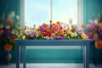 Background flowers table. Generate Ai