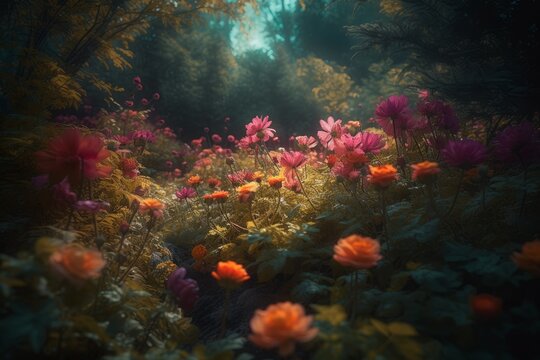 Forest flowers. Generate Ai