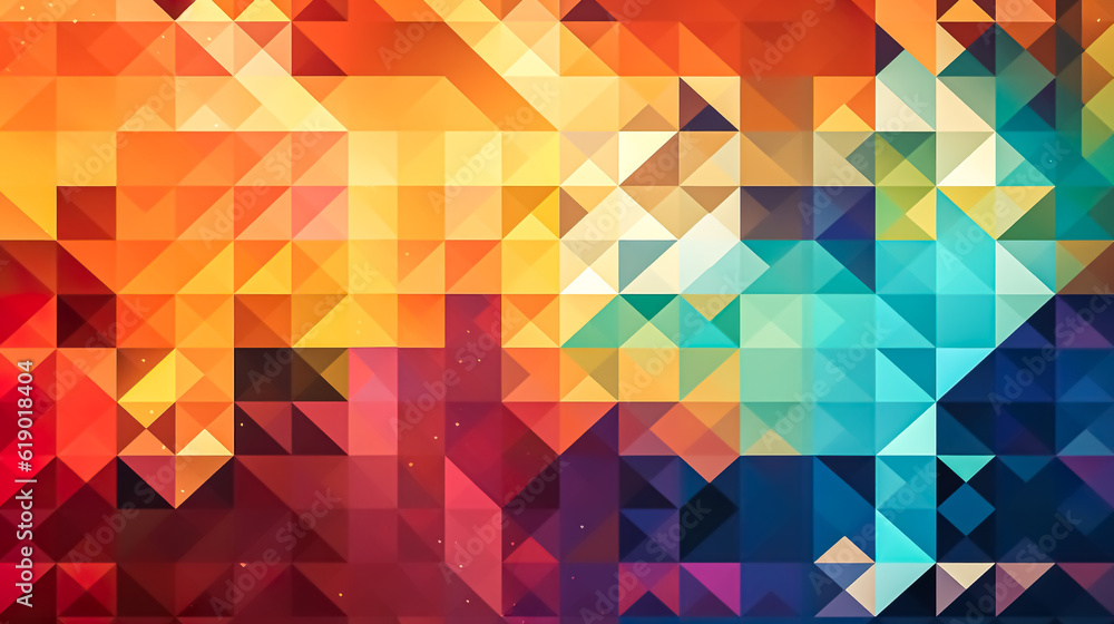 Poster Abstract colorful geometric background with triangles. Generative AI