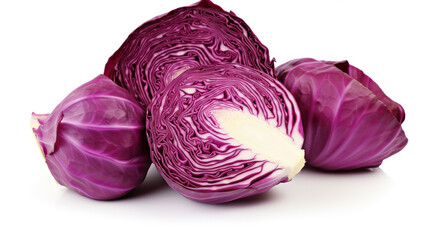 Ruby Jewel: Isolated Red Cabbage on White. Generative AI
