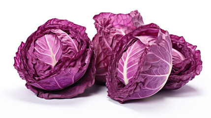 Crimson Delight: Red Cabbage Isolated on White. Generative AI