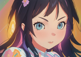Naklejka premium Close-up portrait of beautiful young woman. Generative AI.