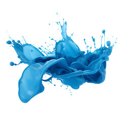 Abstract splashing blue color without background, generated by Ai