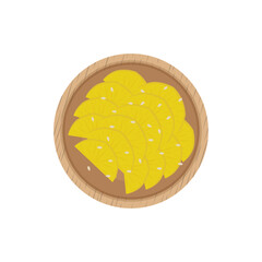 Illustration Logo of Korean Danmuji Pickled Yellow Radish On A Wooden Plate