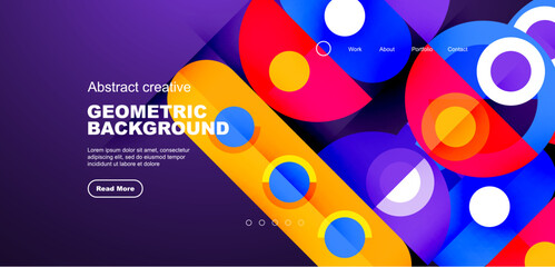 Simple circles and round elements pattern. Minimalist design geometric landing page. Creative concept for business, technology, science or print design