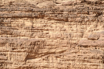 Arabian desert. Wadi Rum. Rock formation. Close-up. Pattern. Background.