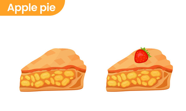 Apple pie slice vector icon. American homemade traditional dessert.