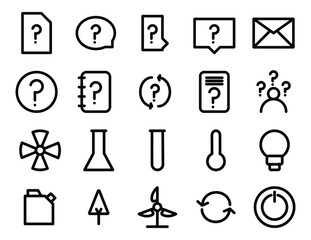 Monoline Icon Set Lineart Vector