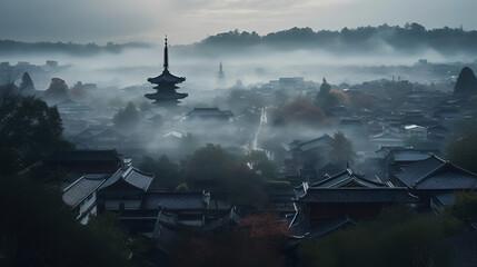 Immerse yourself in the atmospheric beauty of a misty morning in Hokkaido City, where the ethereal fog adds an enchanting touch to the landscape. 
