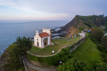 Fototapeta premium Aerial view of Monte Corberu in Ribadesella on north Spain