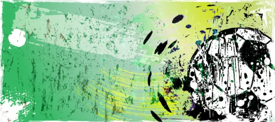 Fotobehang soccer, football, illustration with paint strokes and splashes, grungy mockup, great soccer event, free copy space,vector art © Kirsten Hinte