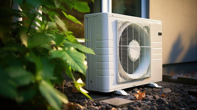 a photograph of a heat pump air conditioner