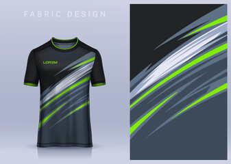 Fabric textile design for Sport t-shirt, Soccer jersey mockup for football club. uniform front view. - obrazy, fototapety, plakaty