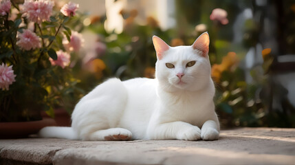 Enter the realm of elegance and grace as we capture the Thai cat in a regal pose, sitting with poise and majesty.