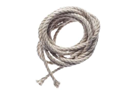 Roll of thin natural rope, cut out