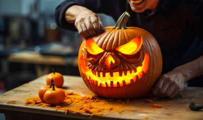 Festive Halloween Tradition: Carving a Pumpkin for Spooky Fun