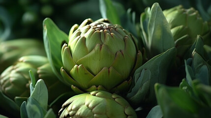 Fototapeta premium artichoke background collection of healthy food fruit and vegetables, natural background of fresh artichoke representing concept of organic vegetables , healthy eating, fresh ingredient