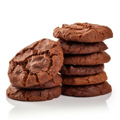 Chocolate Cookies isolated on white (generative AI)