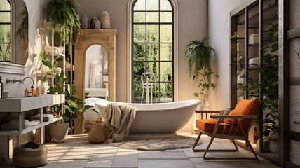 Fototapeta na wymiar Bathroom Interior Photo, Real Estate, Design, Generative AI