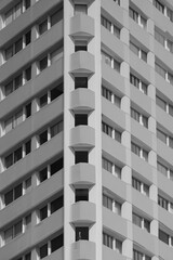 greyscale shot of a facade of a new building