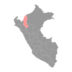 Amazonas map, region in Peru. Vector Illustration.
