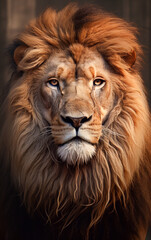 Fototapeta premium Close-up portrait of a big lion, the king of the jungle