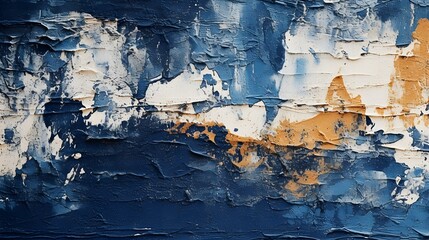 Paint Texture in navy Colors with visible Brush Strokes. Artistic Background on a concrete Wall.
