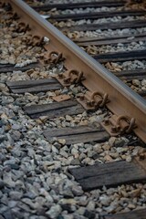 Railway track with crushed stone.