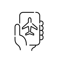 Airline smartphone app. Ticketing, reservation and flight boarding passes. Pixel perfect, editable stroke icon