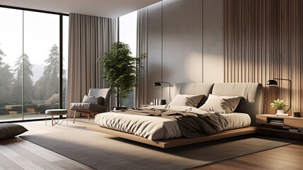 Bedroom Interior Photo, Real Estate, Design, Generative AI